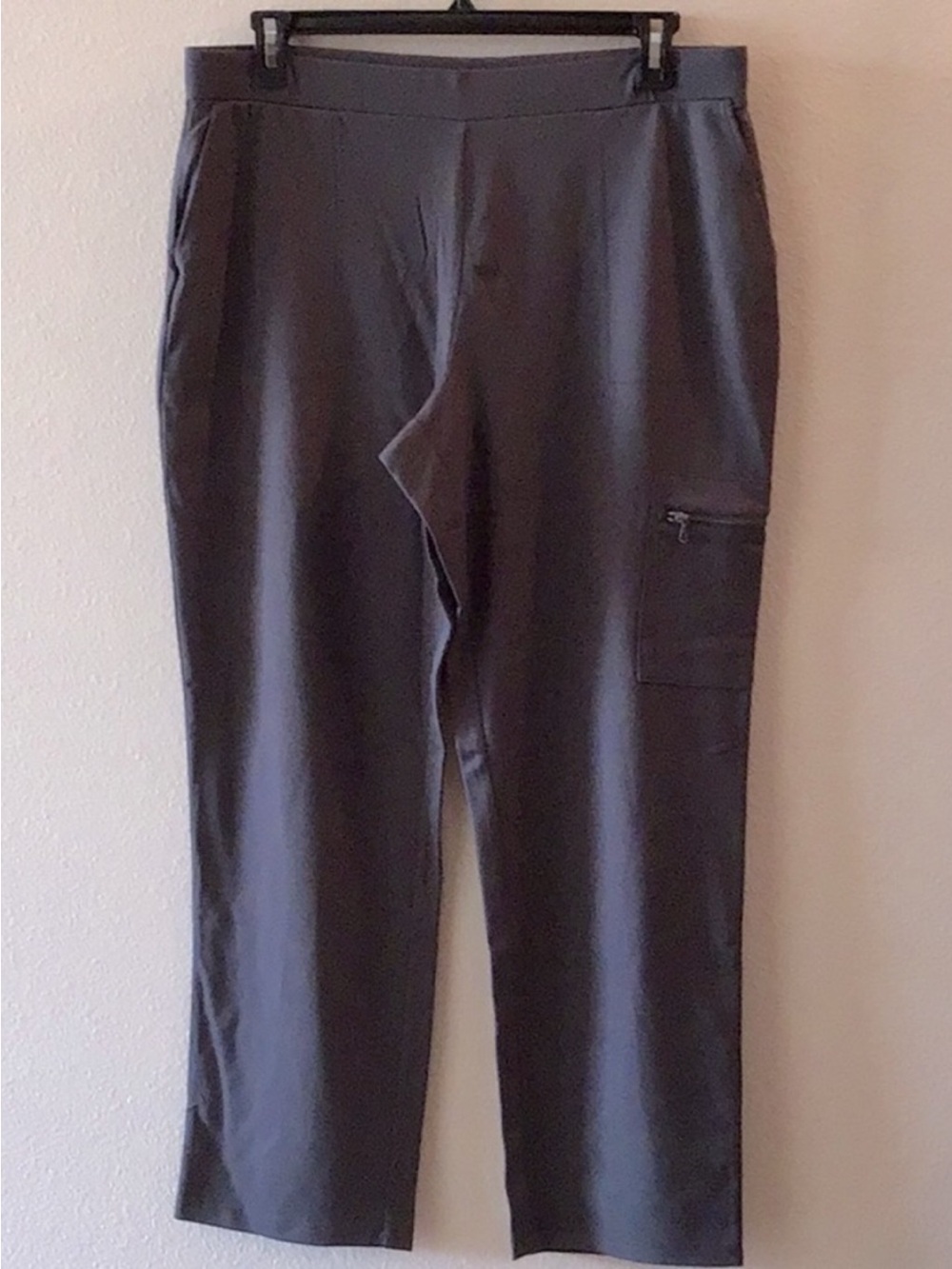 Susan Graver Charcoal Track Pants with Side Cargo Pocket